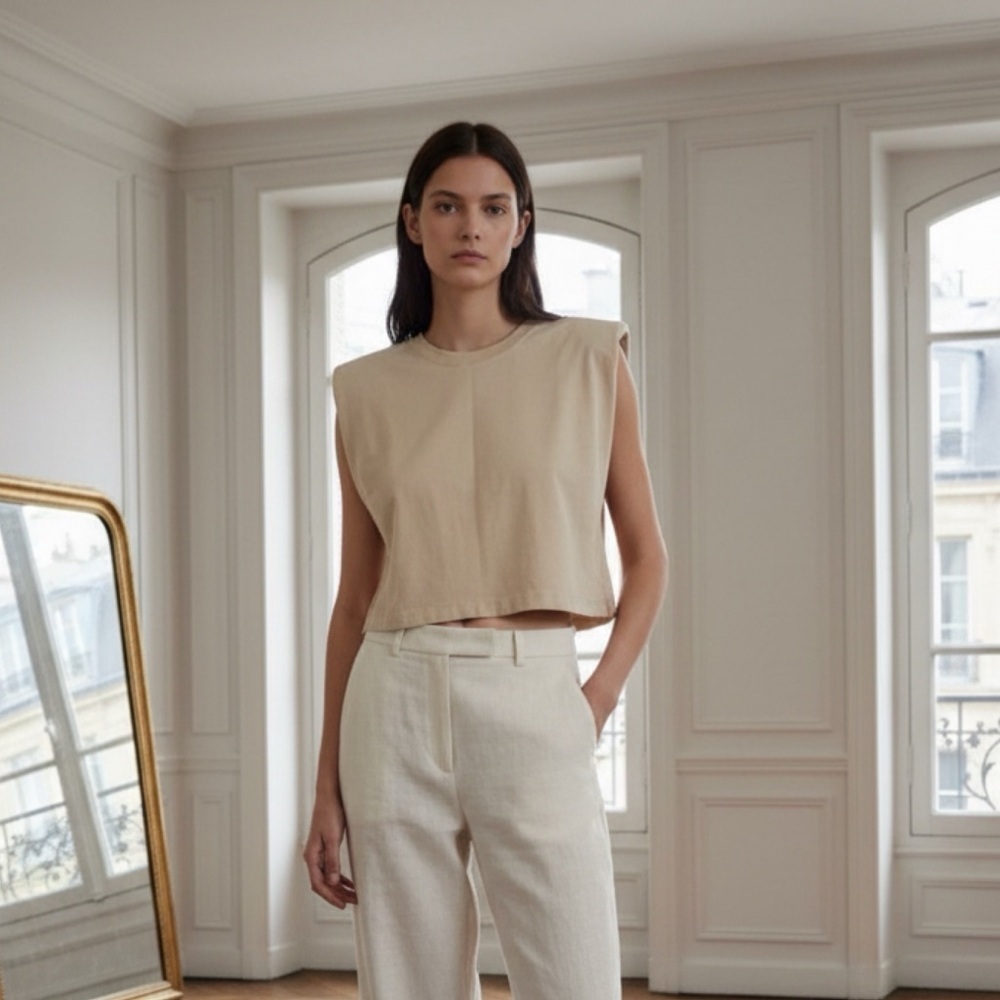 Zara Cropped Shoulder Pad Tank - Picture 1 of 6